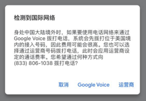 Google Voice拨打电话提示“检测到国际网络”